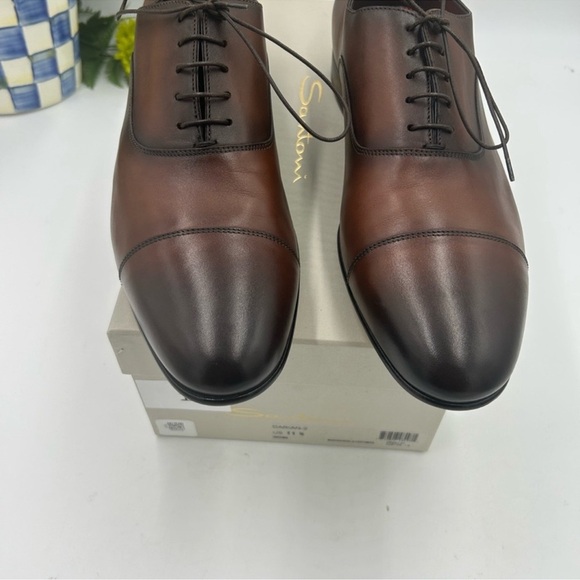 Men’s Santoni cap toe leather Oxford size 11.5 made in Italy main image 10